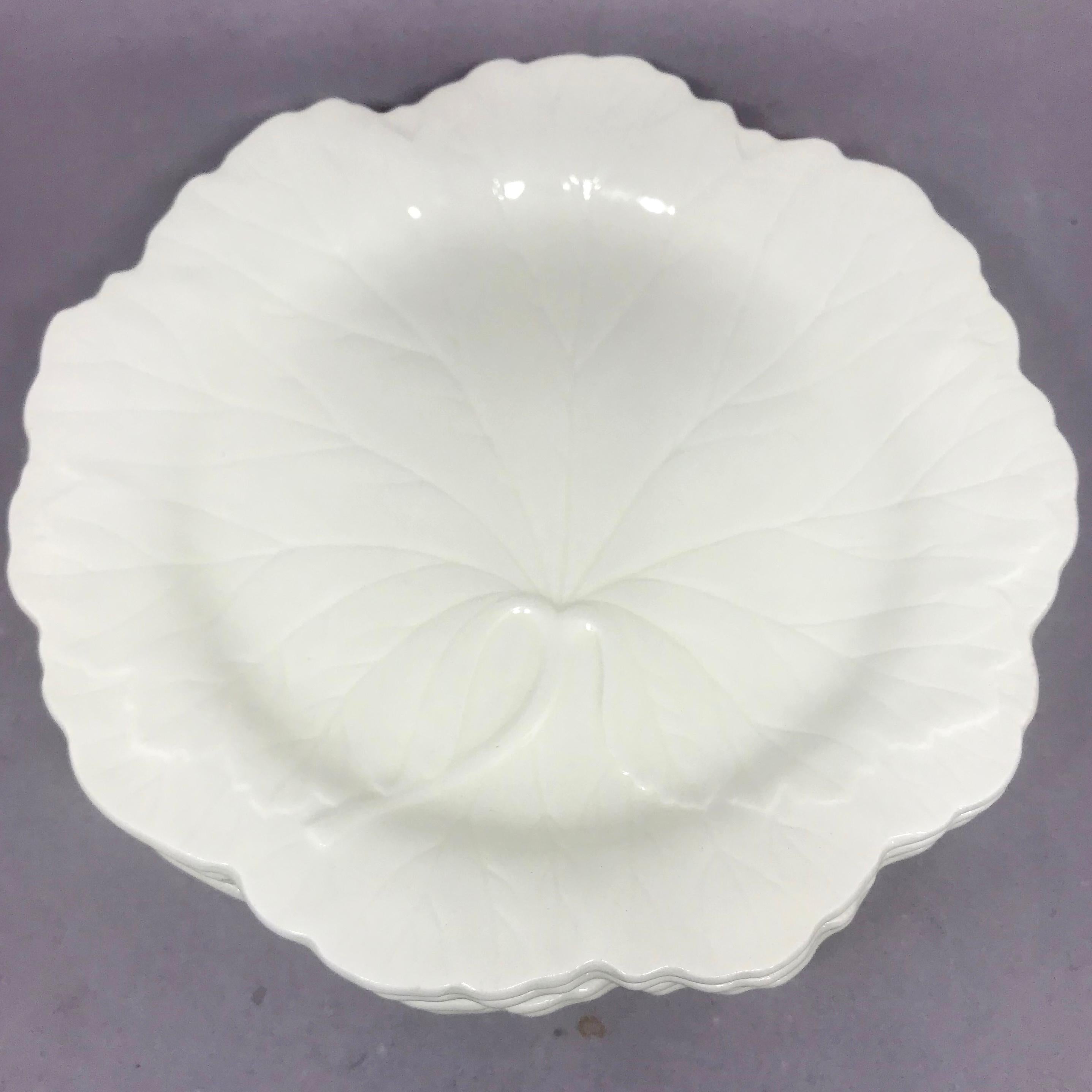 Set of Six White Wedgwood Grape Leaf Plates In Good Condition For Sale In New York, NY