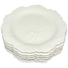 Set of Six White Wedgwood Grape Leaf Plates