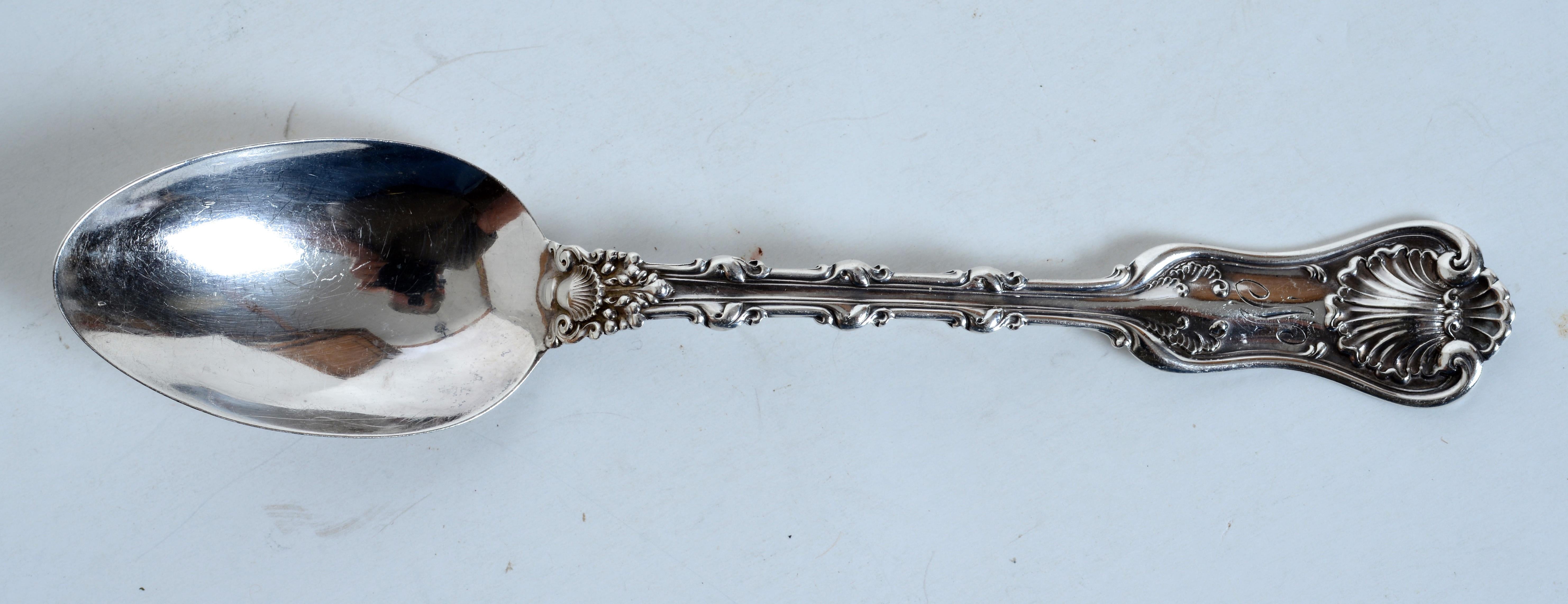 Set of Six Whiting Imperial Queen 1893 Sterling Silver Teaspoons. The 