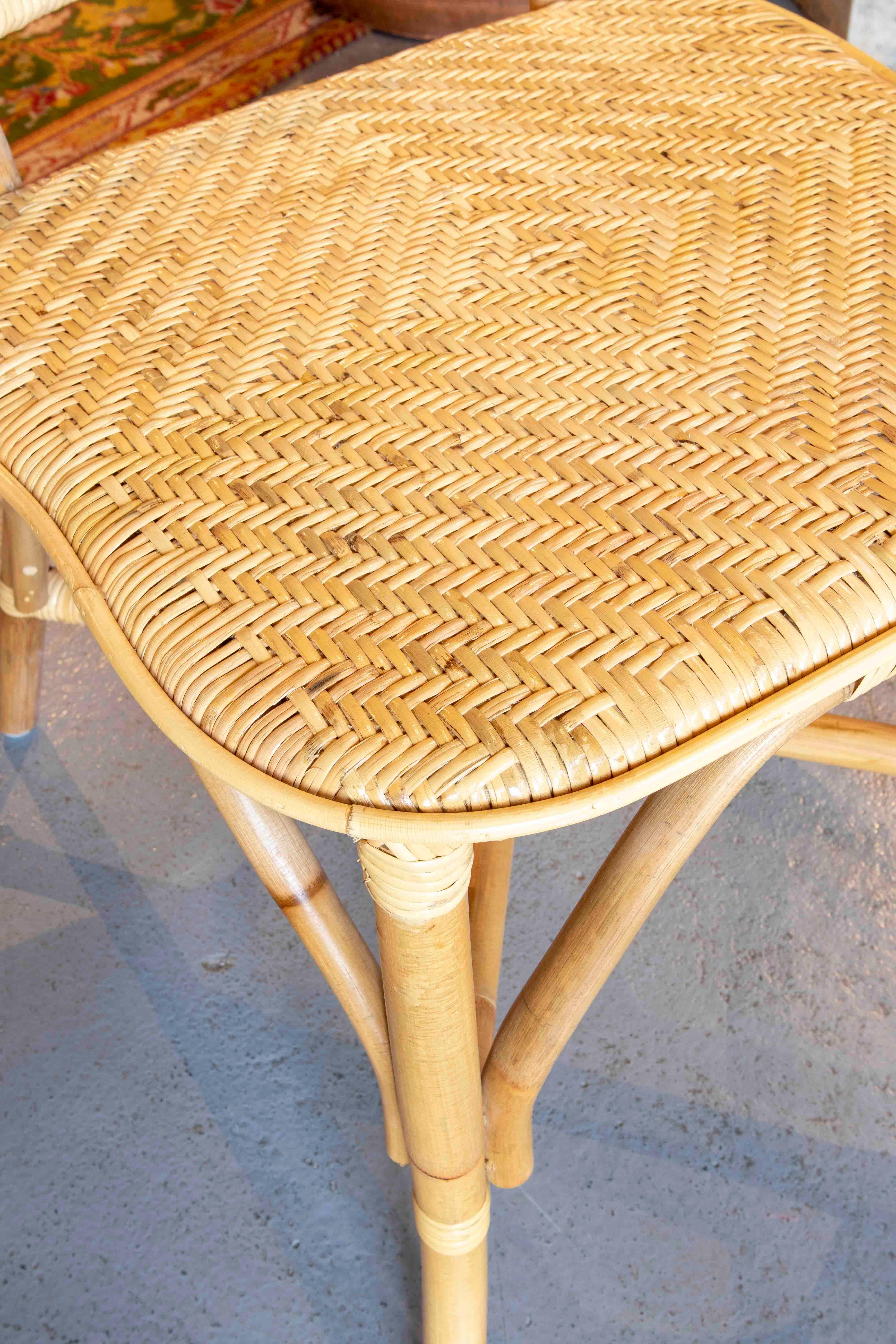 Set of Six Wicker and Rattan Dining Chairs 6