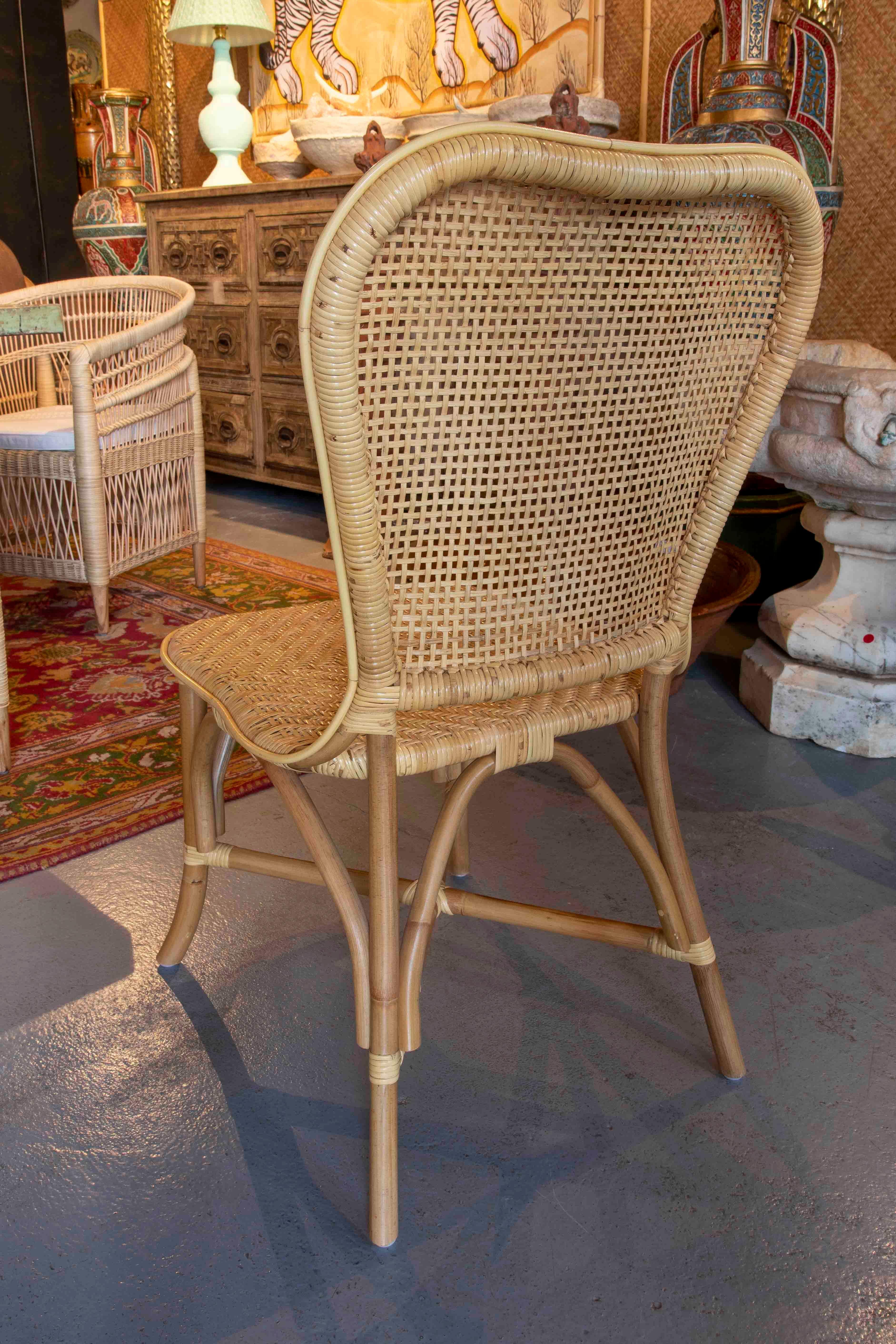Set of Six Wicker and Rattan Dining Chairs In Good Condition In Marbella, ES