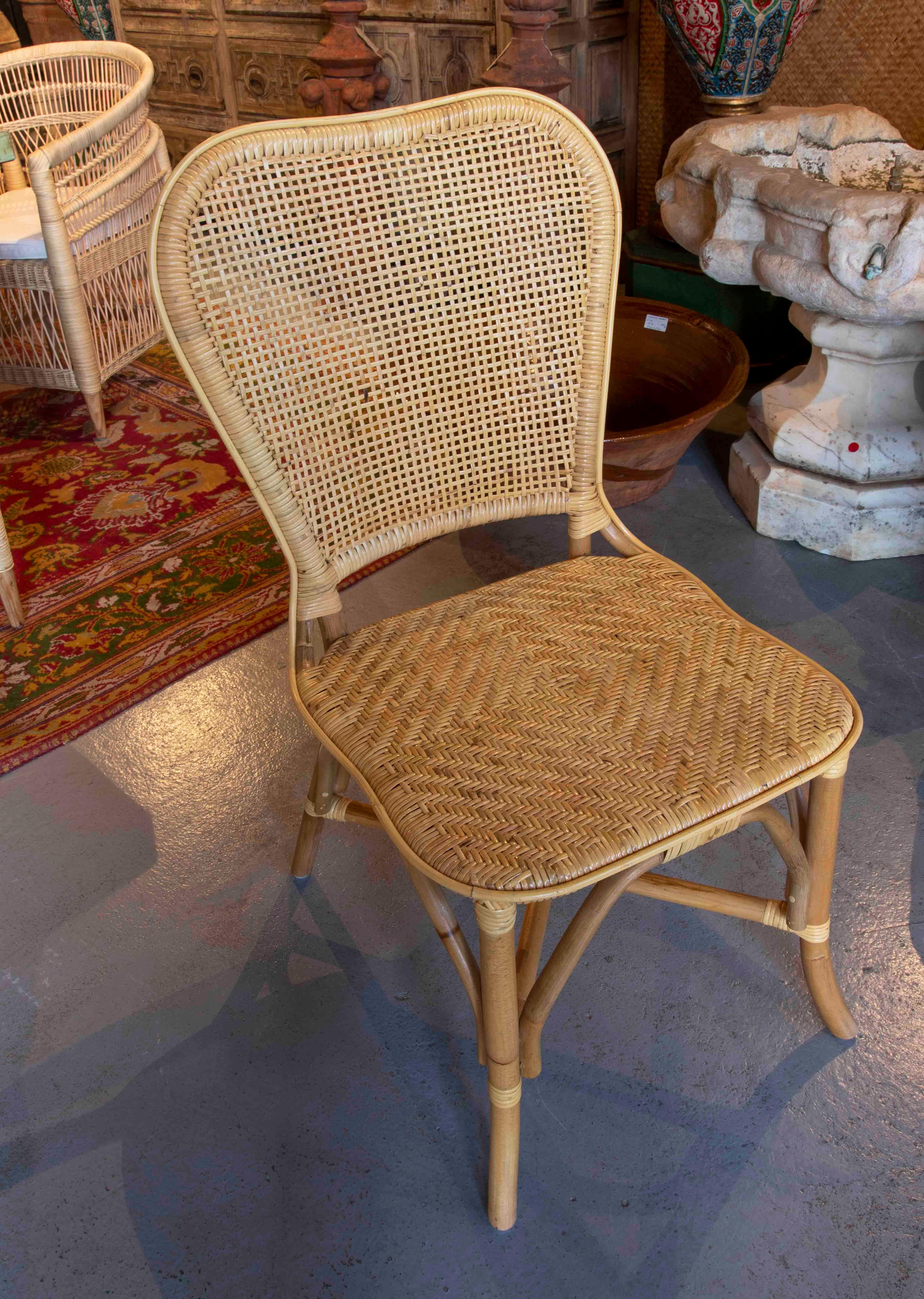 Set of Six Wicker and Rattan Dining Chairs 2