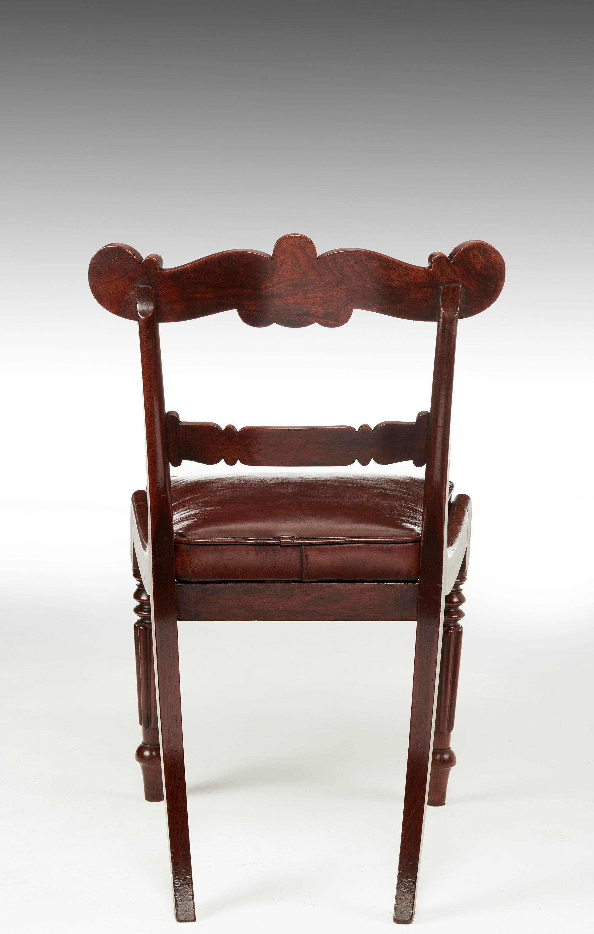 Set of Six William IV Mahogany and Leather Dining Chairs 7