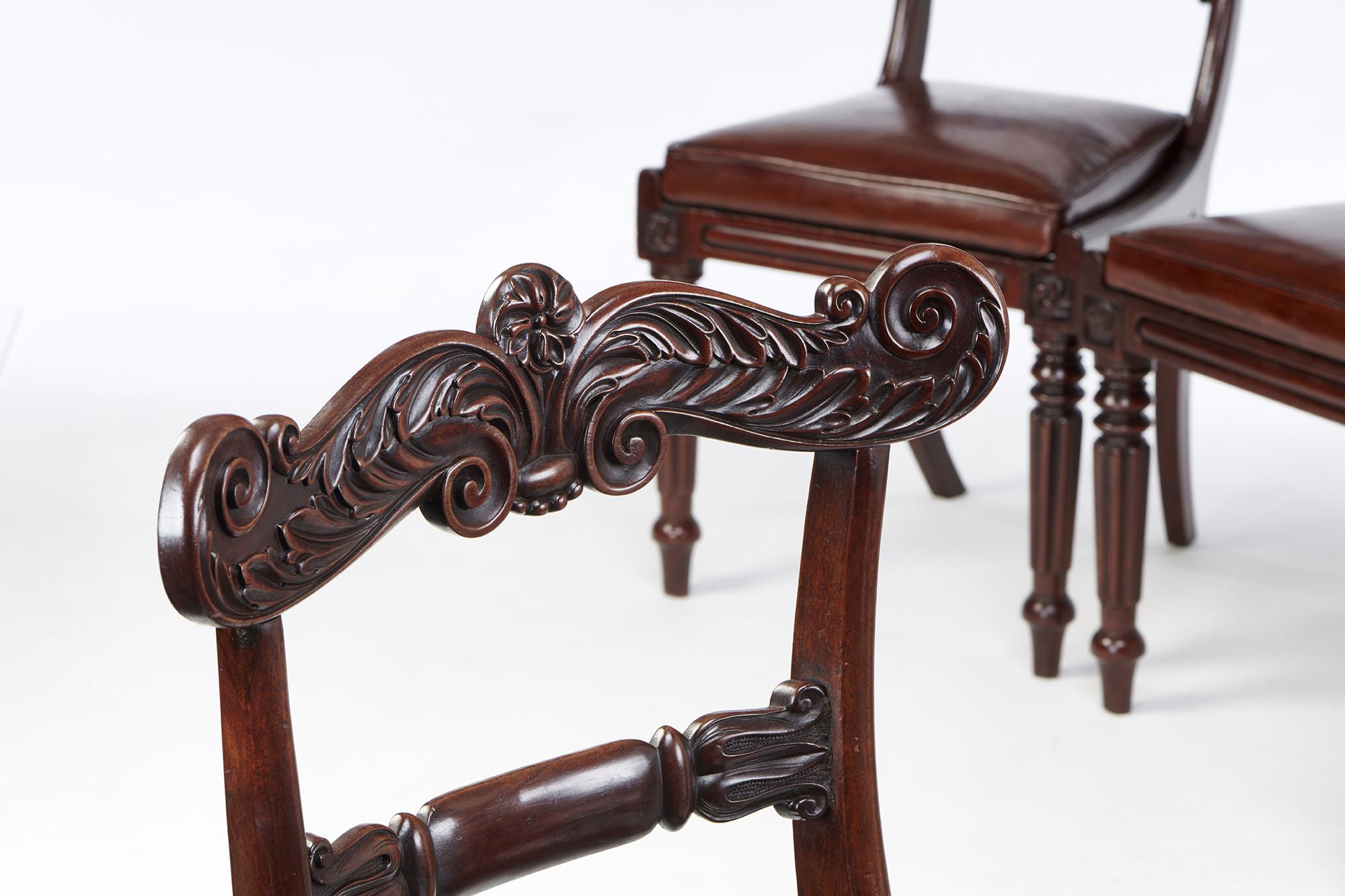 Set of Six William IV Mahogany and Leather Dining Chairs 2