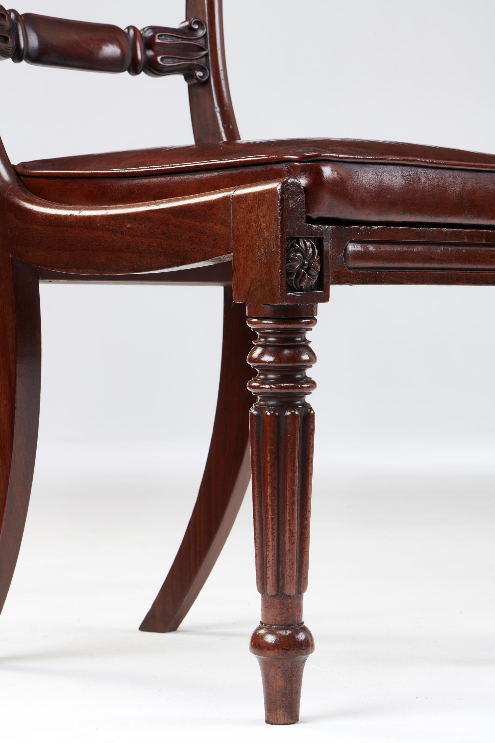 Set of Six William IV Mahogany and Leather Dining Chairs 1