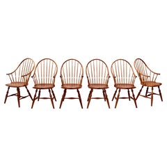 Set of Six Windsor Continuous Arm Chairs by Kinloch Woodworking, Unionville, Pa