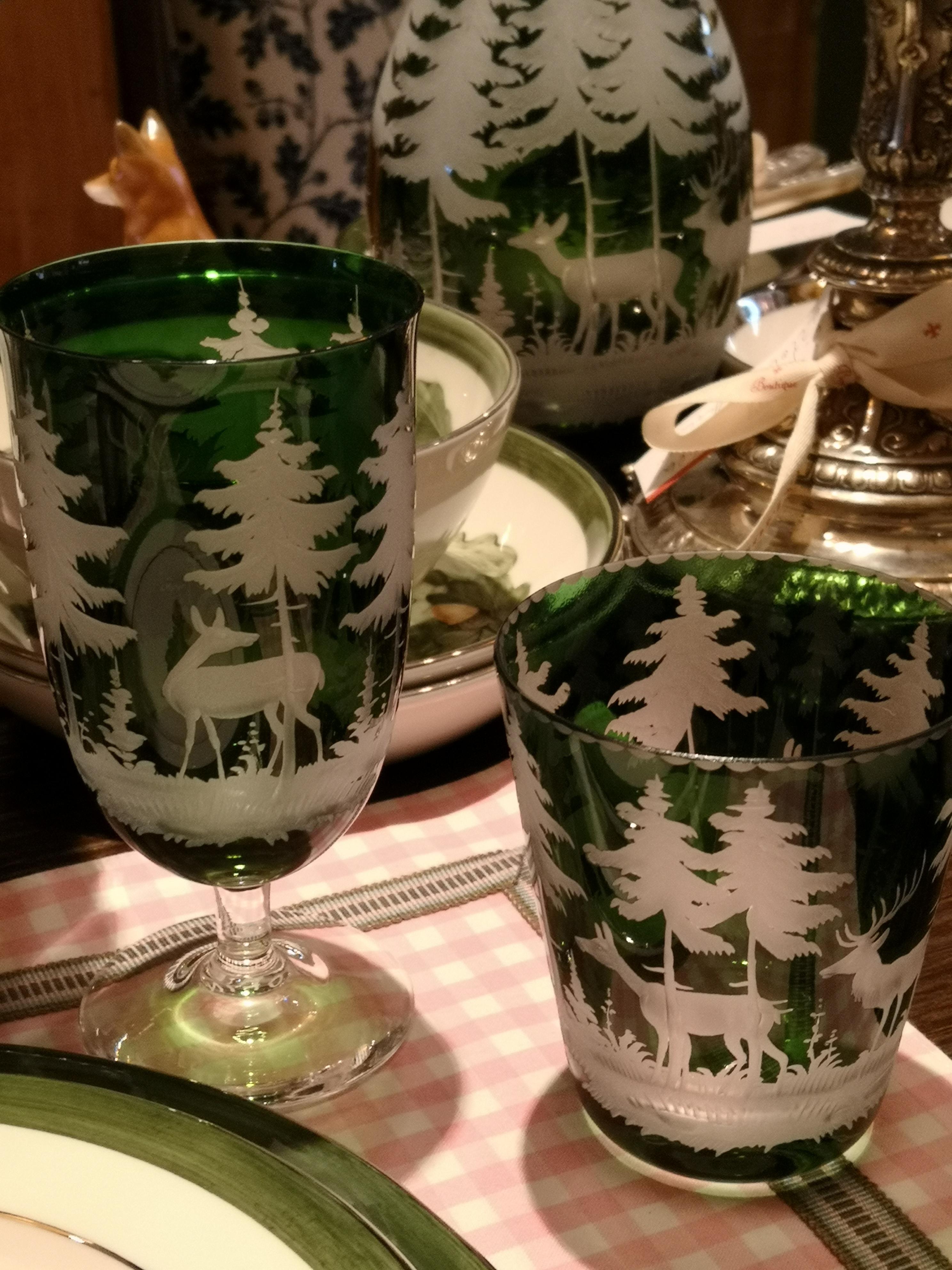 Cristal Ensemble de six verres à vin de la Forêt-Noire décorés de chasse Sofina Boutique Kitzbuehel en vente