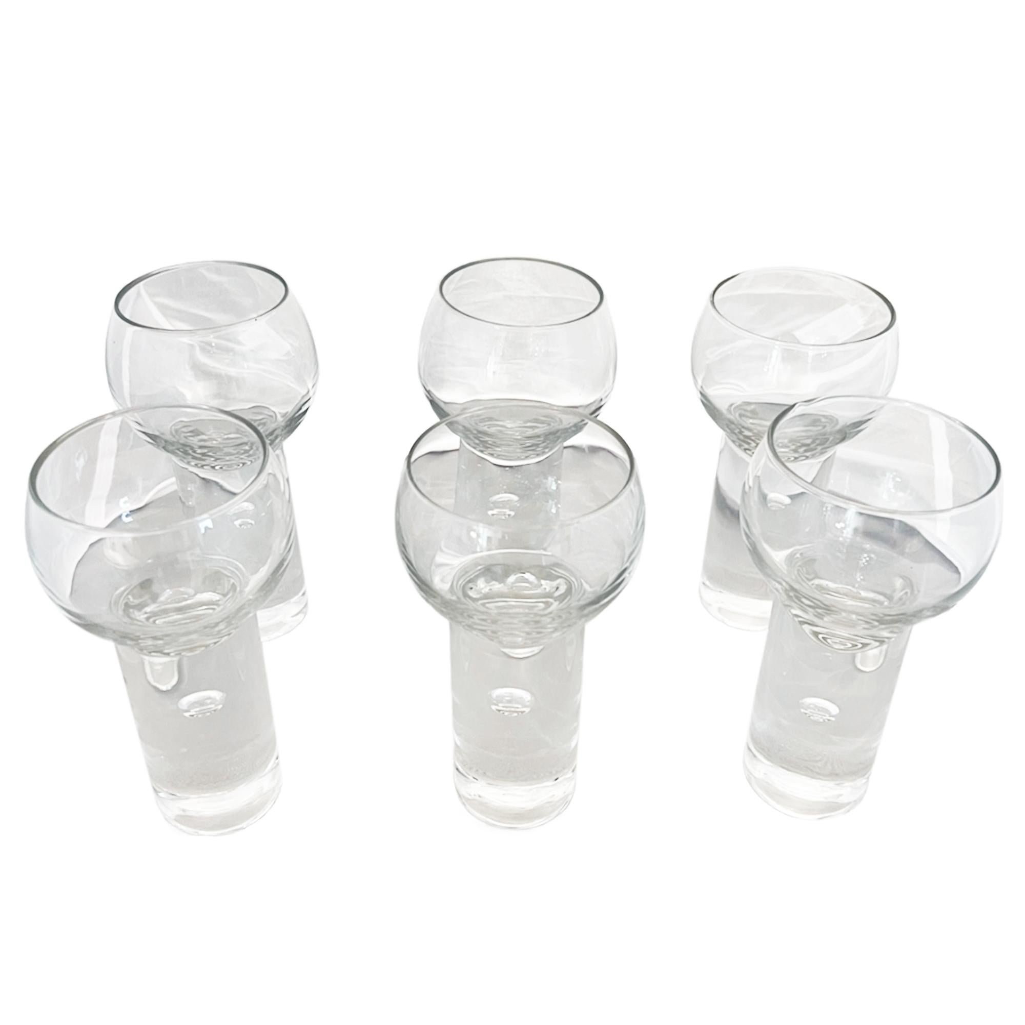 Hand-Crafted Set of Six Wine Glasses, Italian 1960s For Sale