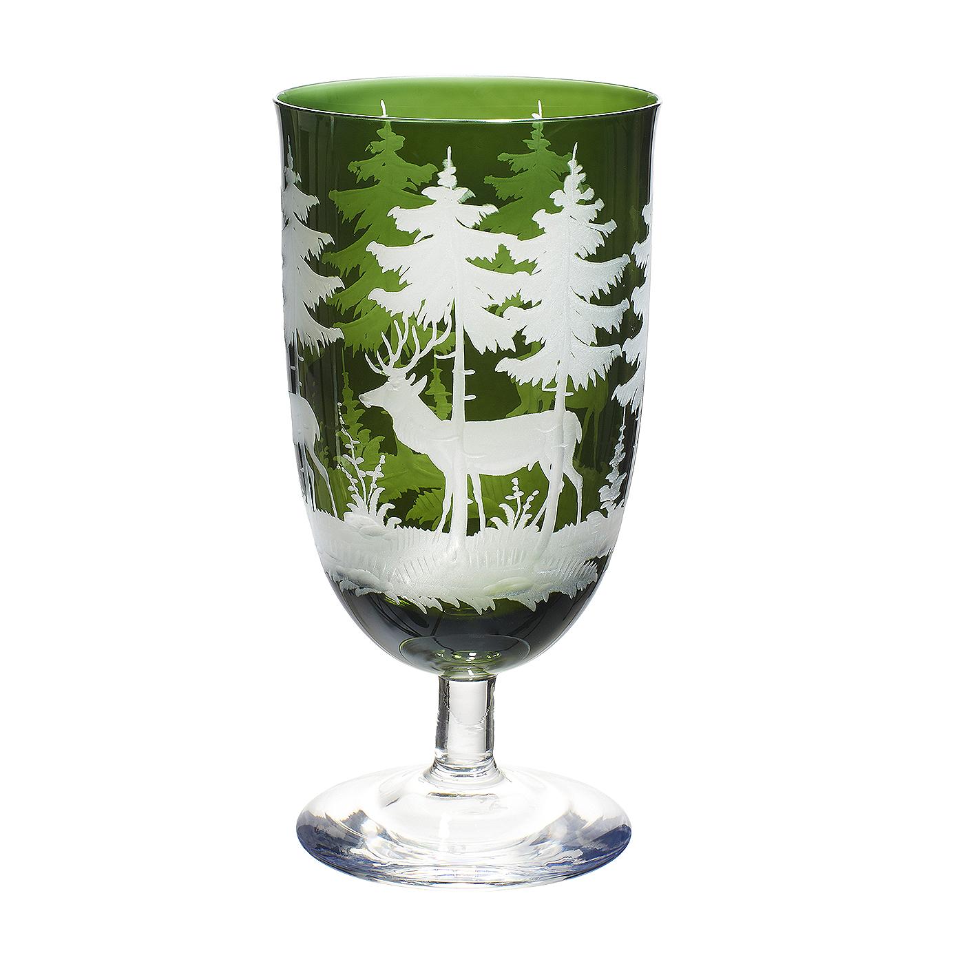 Juego de Seis Copas de Vino Cristal Verde Decoración de Caza Sofina Boutique Kitzbuehel Bosque negro en venta