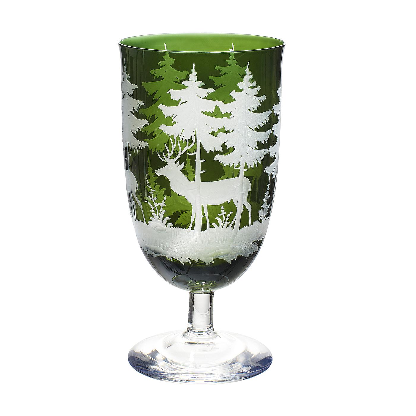 Black Forest Set of Six Wine Goblets Green Crystal Hunting Decor Sofina Boutique Kitzbuehel For Sale