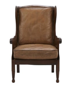 Set Of Six Wing Back Chairs With Beautiful Leather Cushions, Lovely Patina/Color