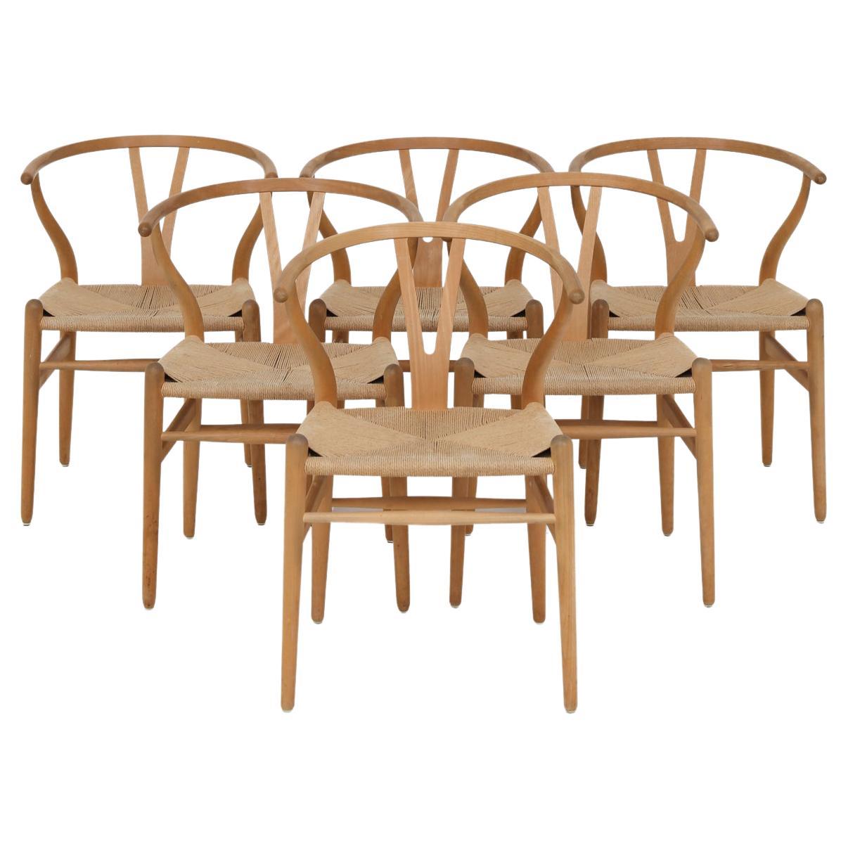 Set of Six Wishbone Chairs by Hans J. Wegner For Sale