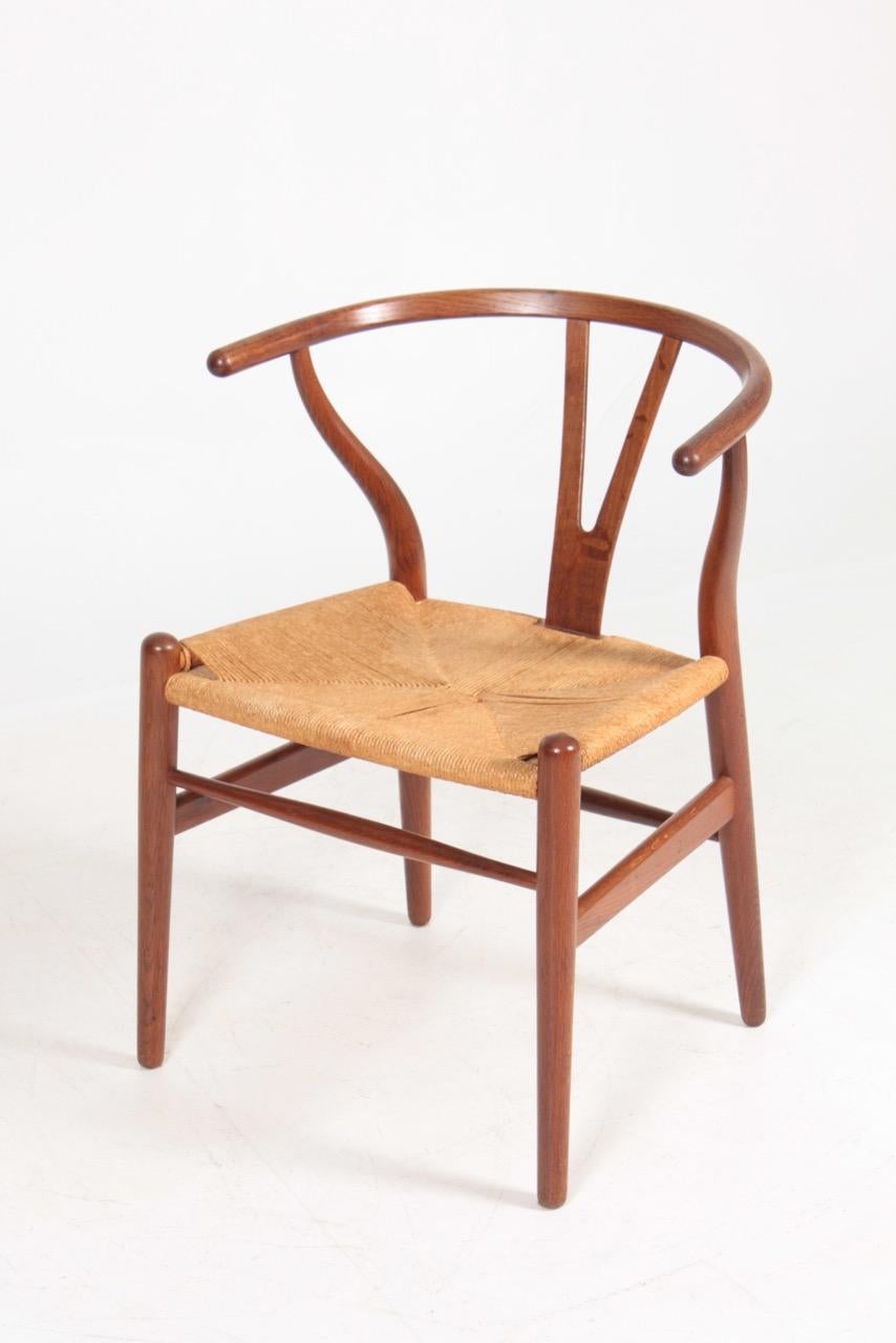 Danish Set of Six Wishbone Chairs in Patinated Oak by Hans Wegner, 1960s
