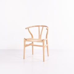 Set Of Six Wishbone chairs Model CH24 In Beech & Natural Cord By Hans J. Wegner