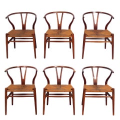 Set of Six Wishbone Dining Chairs Attributed to Hans Wegner
