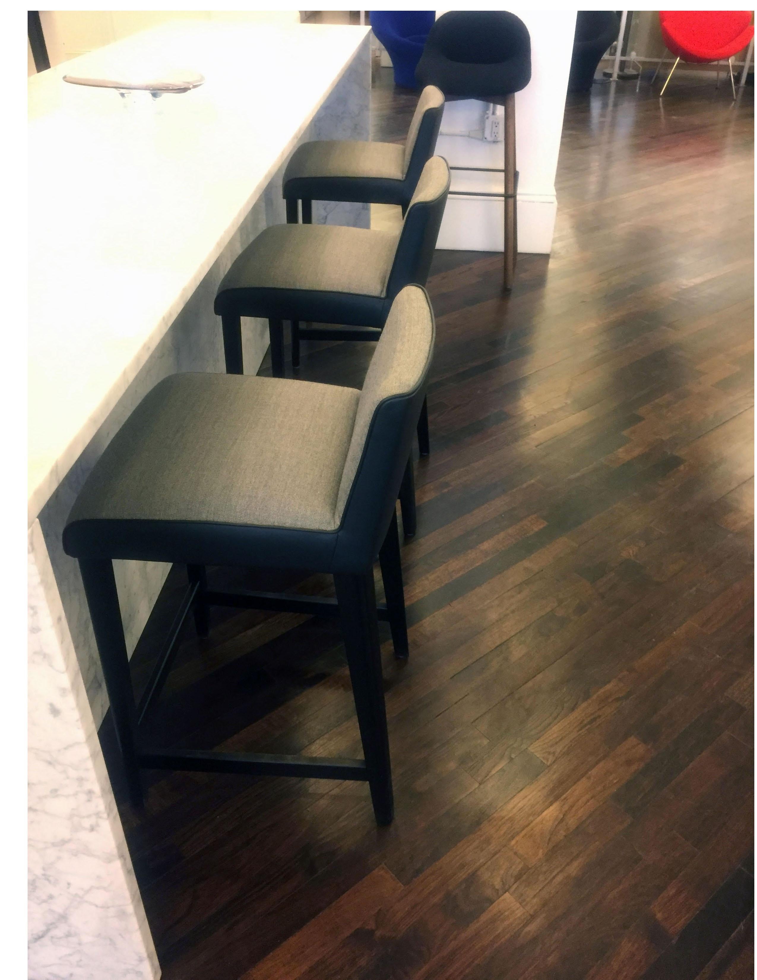 Contemporary Set of Six Wittmann Fabric and Leather William Counter Stools