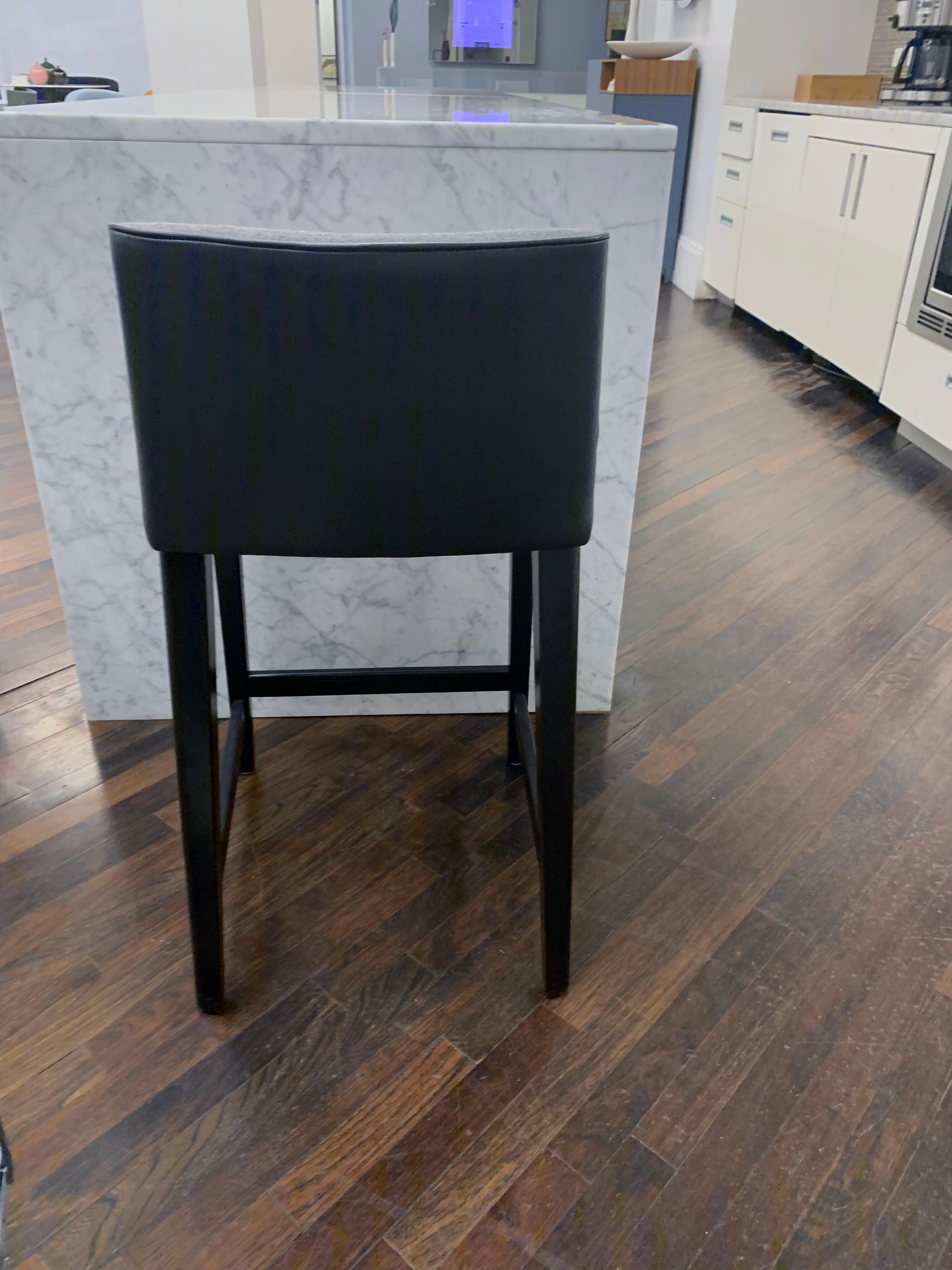 Set of Six Wittmann Fabric and Leather William Counter Stools 4
