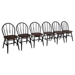 Vintage Set of six wood and cork chairs