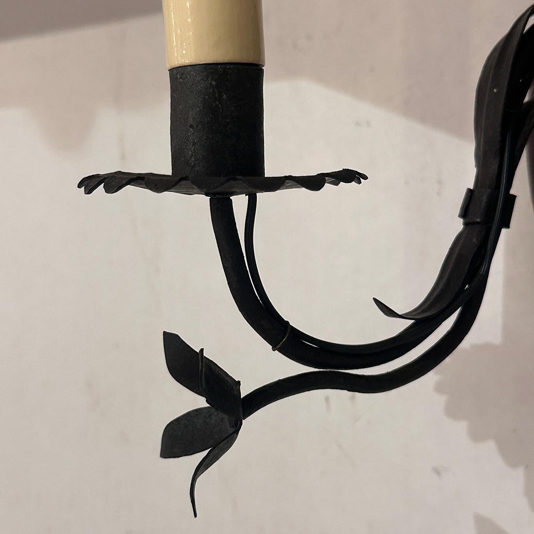 English Set of Six Wood and Iron Sconces For Sale