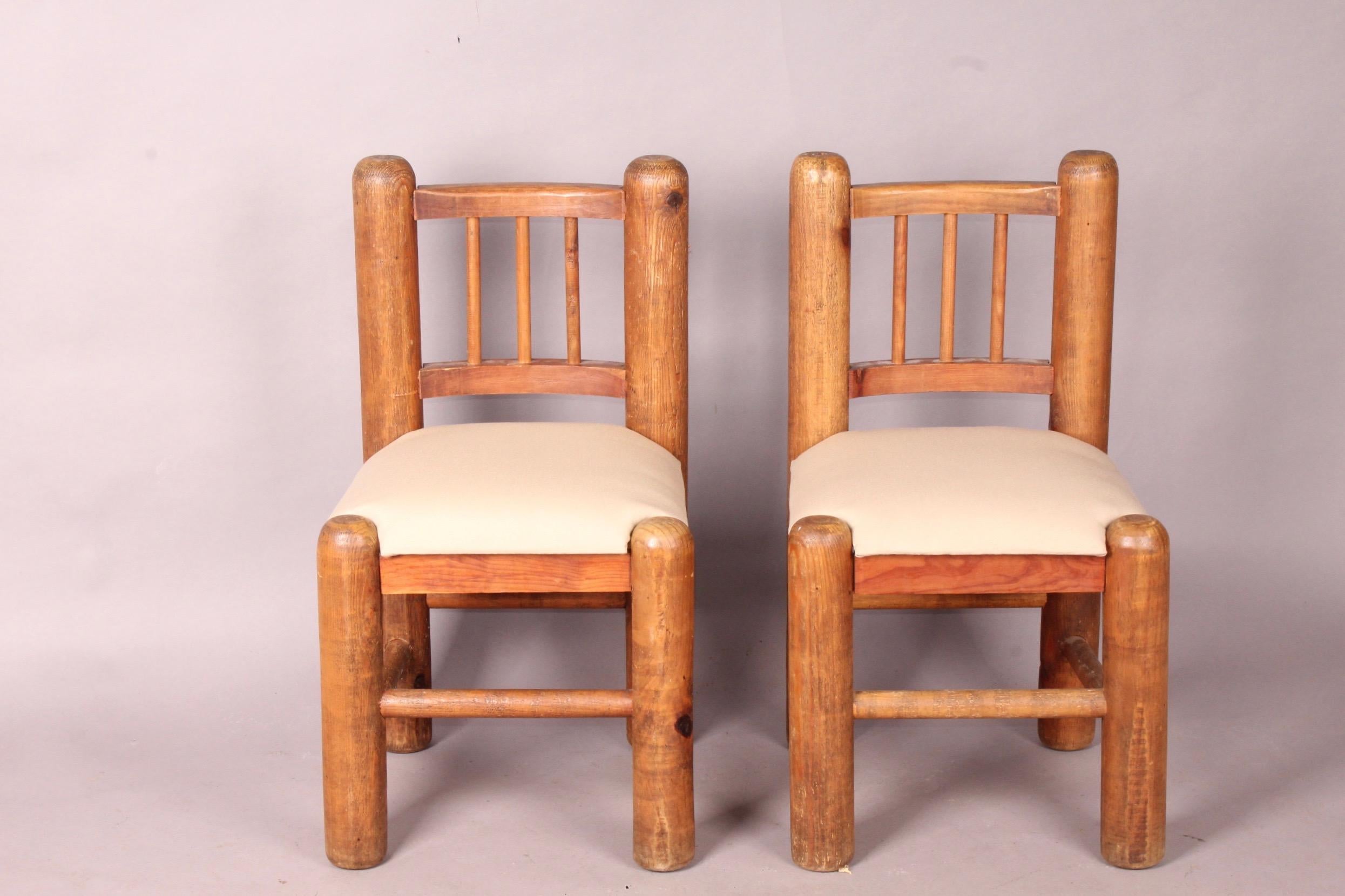 Set of six wood chairs.