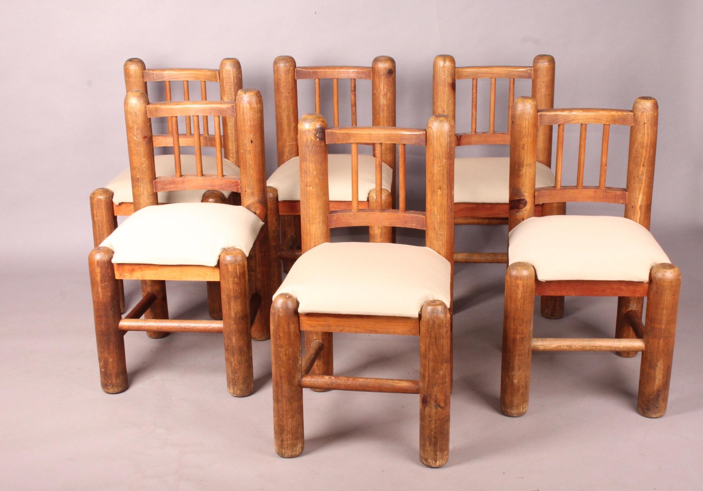 Late 20th Century Set of Six Wood Chairs
