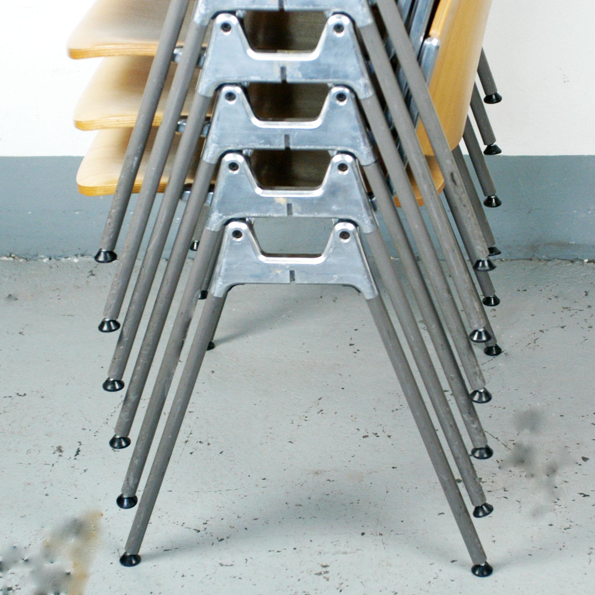 Set of Six Wooden Castelli DSC 106 Stacking Chairs by Giancarlo Piretti In Good Condition In Vienna, AT