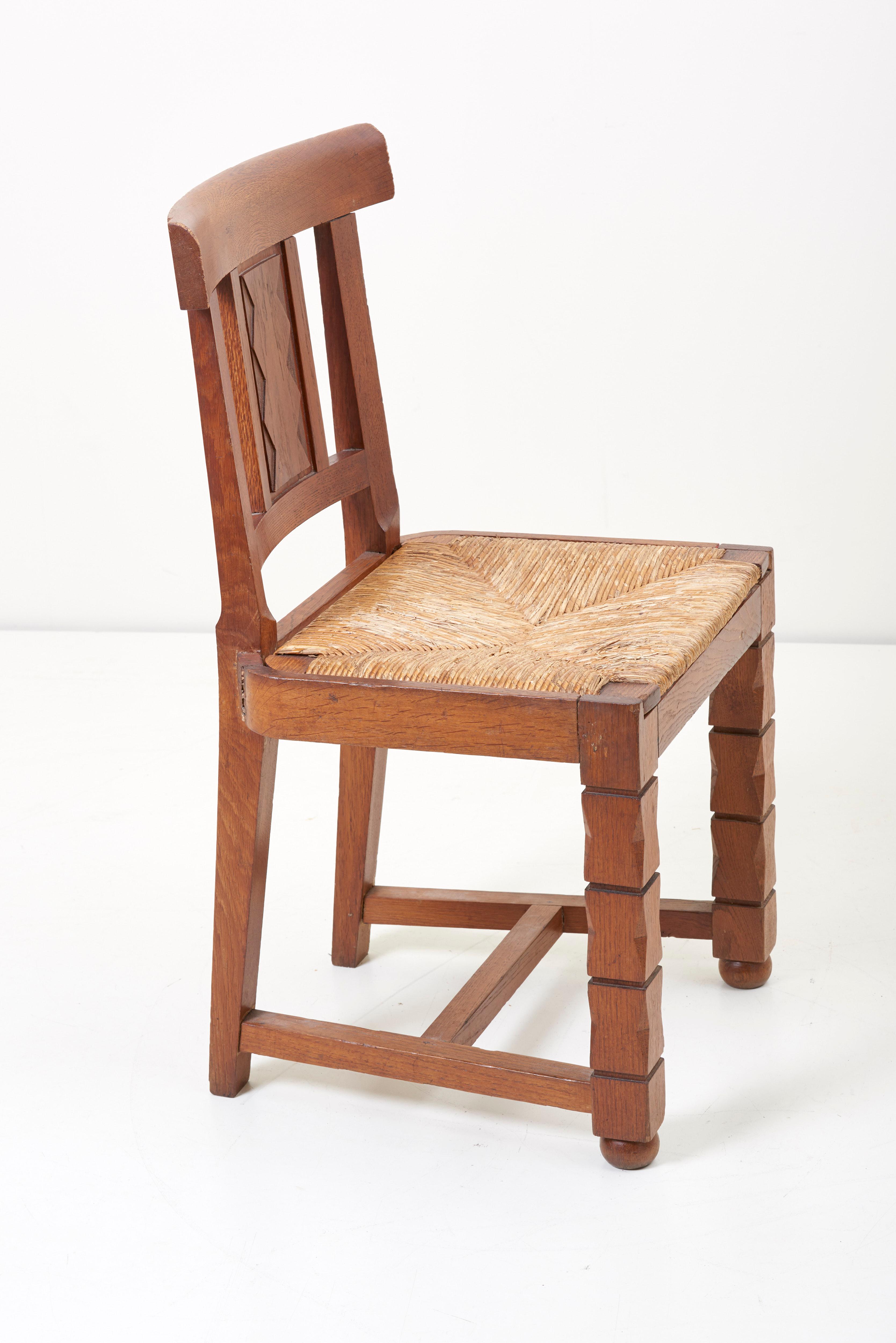 Set of Six Wooden Chairs by Jacques Mottheau, France, 1930s For Sale 3