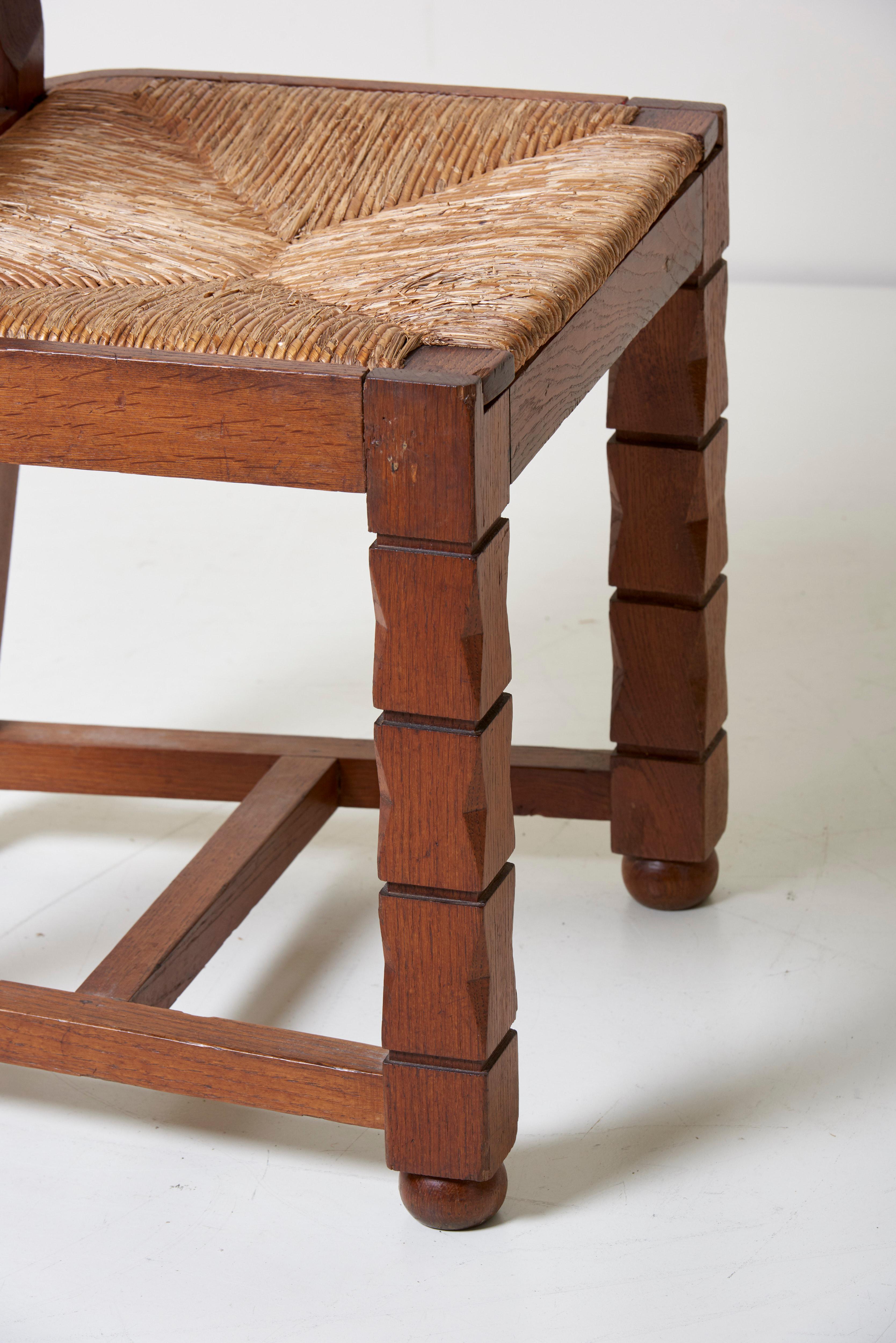 Set of Six Wooden Chairs by Jacques Mottheau, France, 1930s For Sale 4