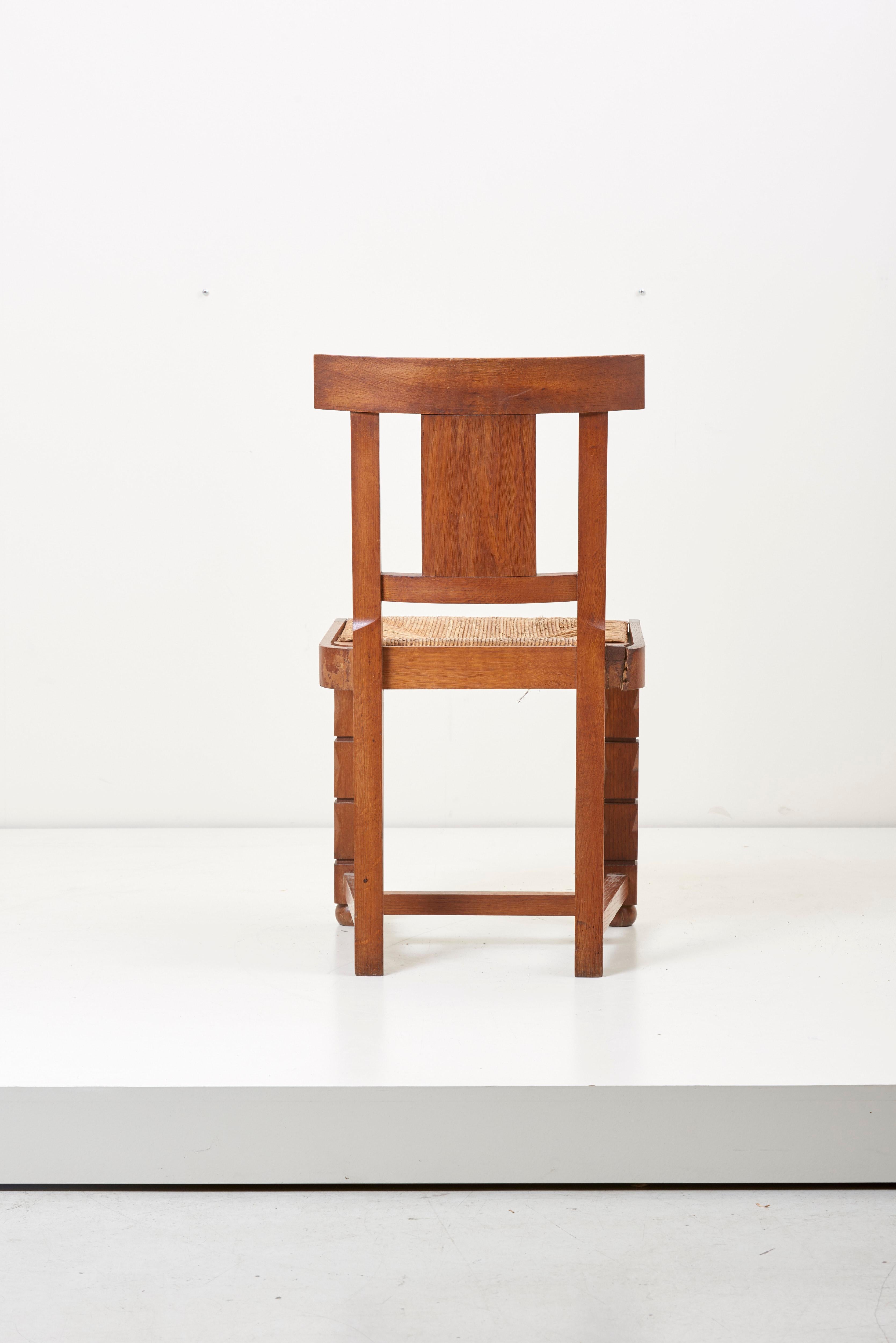 Set of Six Wooden Chairs by Jacques Mottheau, France, 1930s For Sale 2