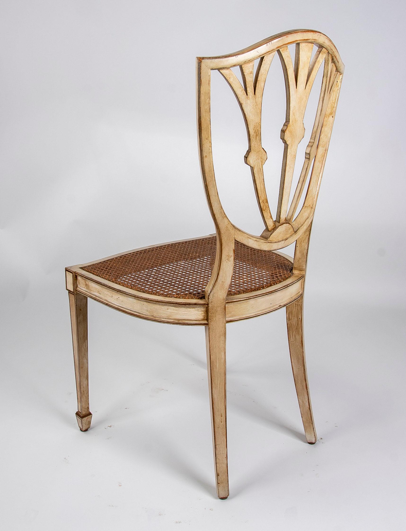 20ième siècle Ensemble de six chaises en bois avec sièges à lattes en vente