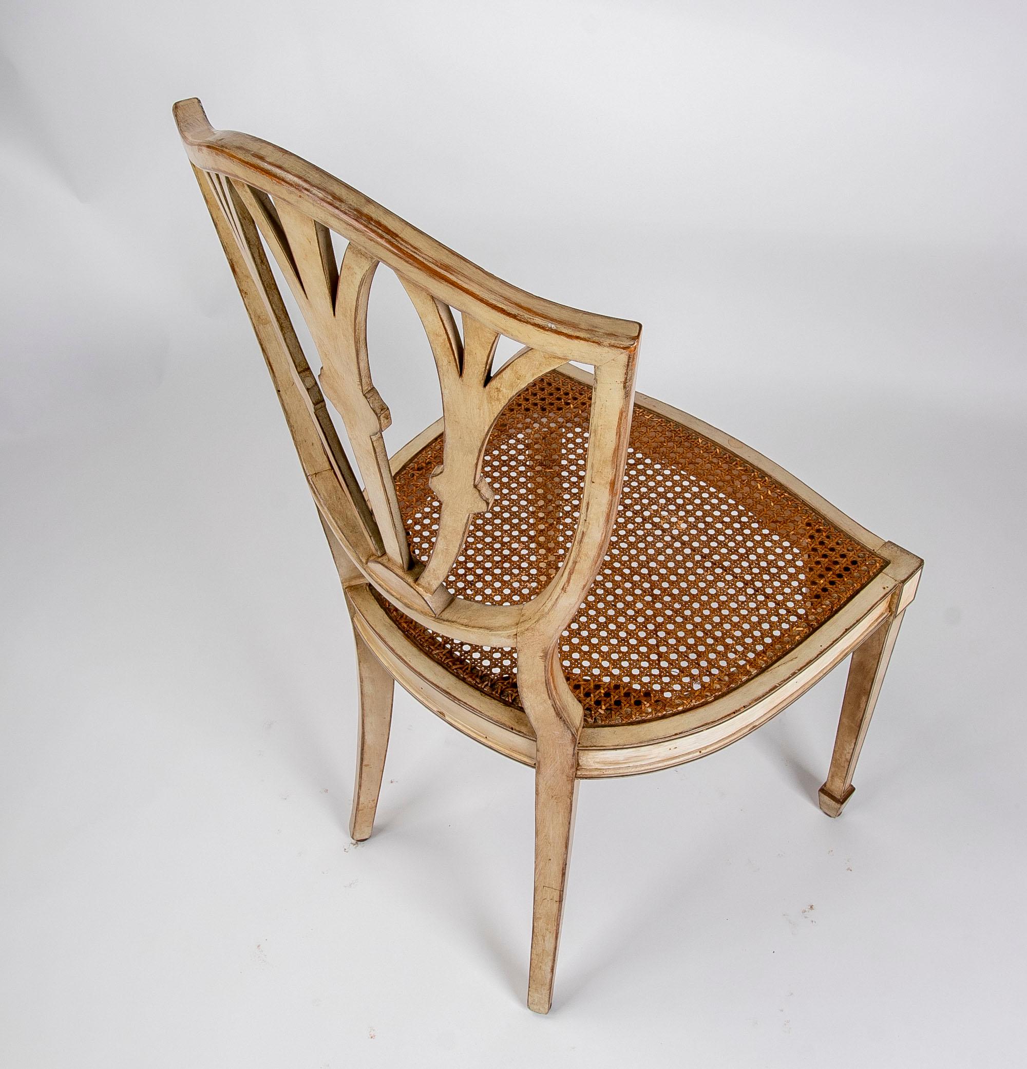 Set of six Wooden Chairs with Slatted Seats For Sale 1