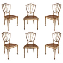 Retro Set of six Wooden Chairs with Slatted Seats