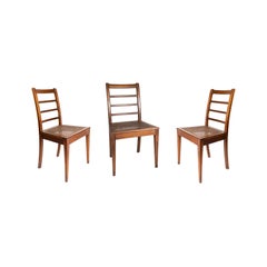 Set of Six Wooden Ladder Back Dining Chairs with Cane Seats