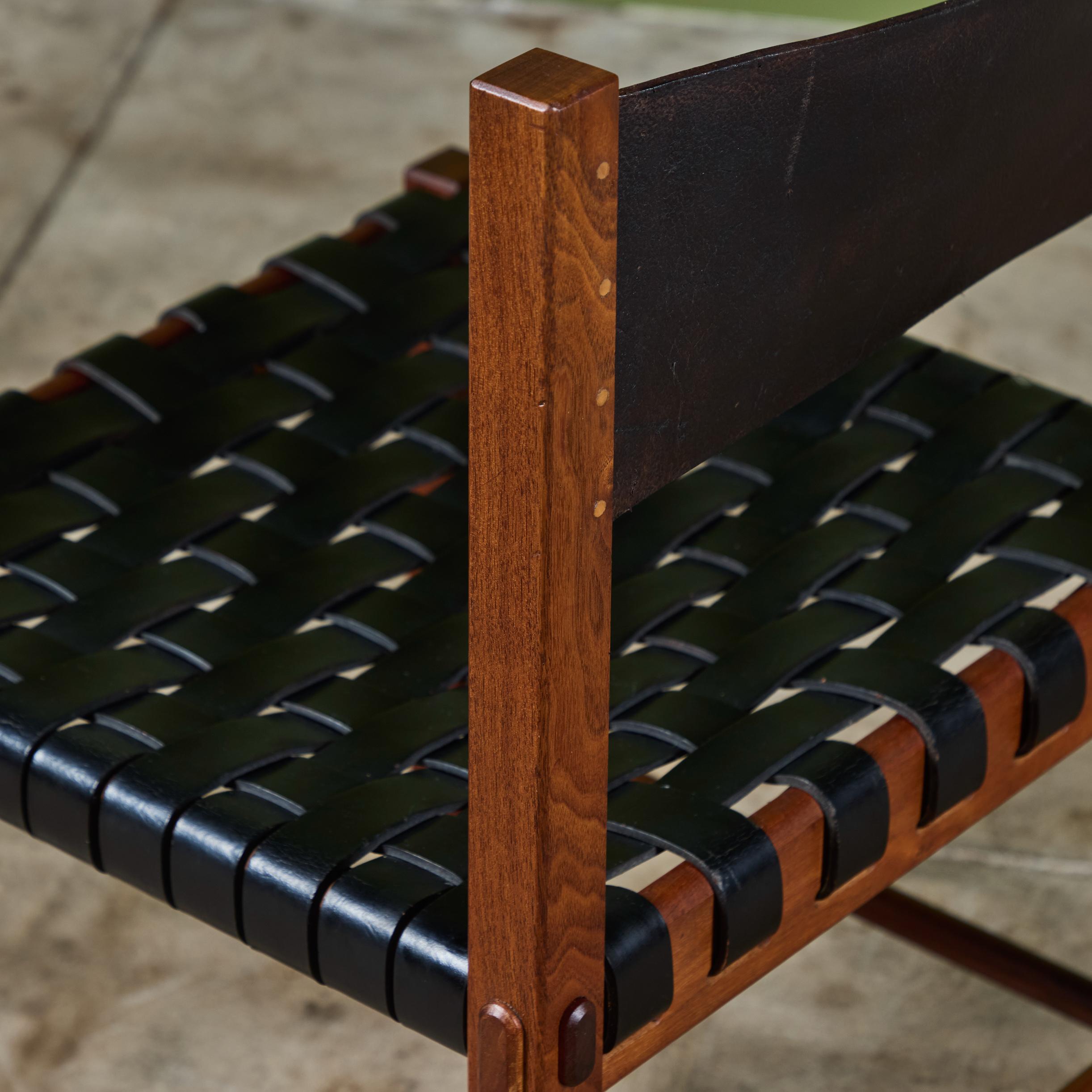 Set of Six Woven Leather Dining Chairs by Robert Baron for Glenn of California 7