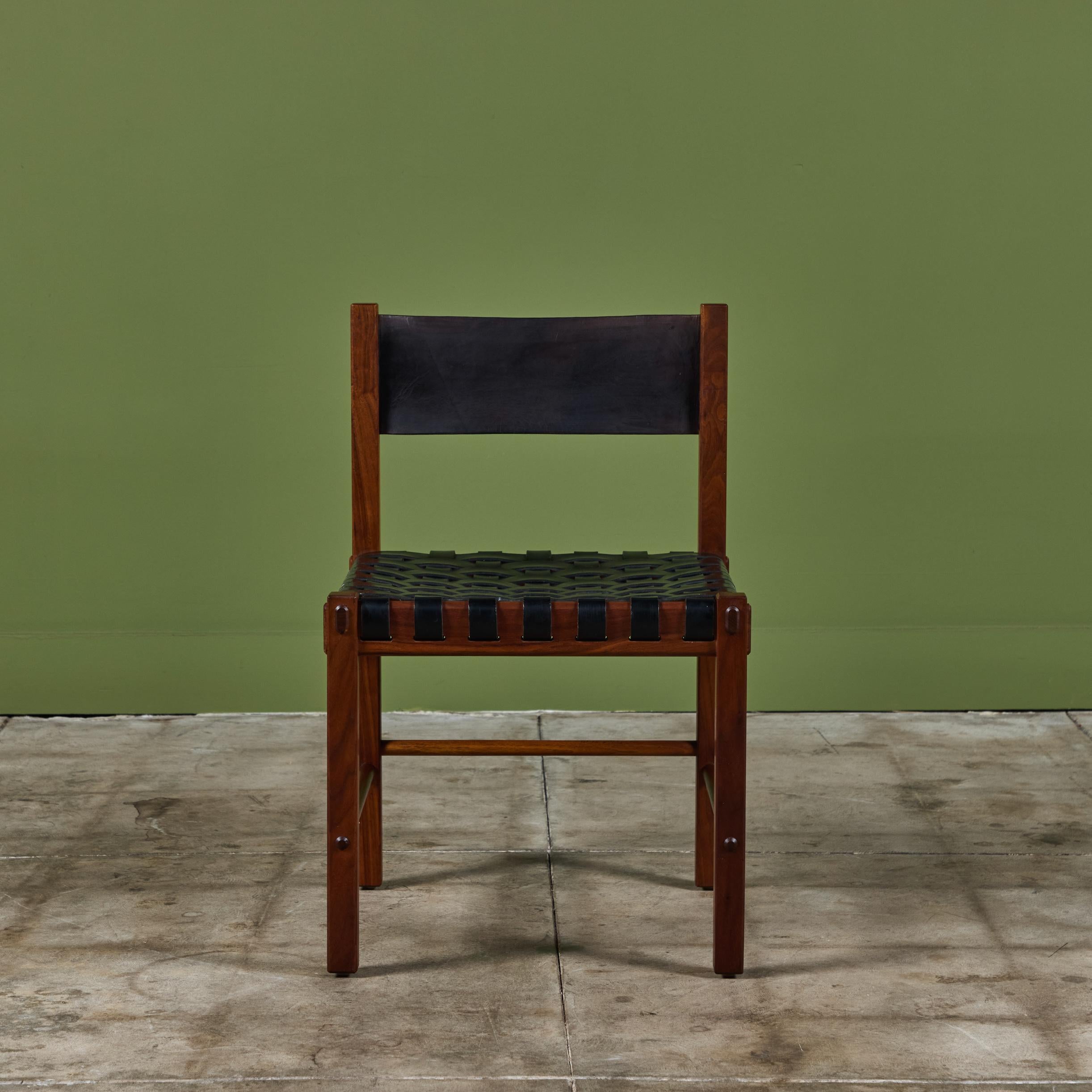 American Set of Six Woven Leather Dining Chairs by Robert Baron for Glenn of California