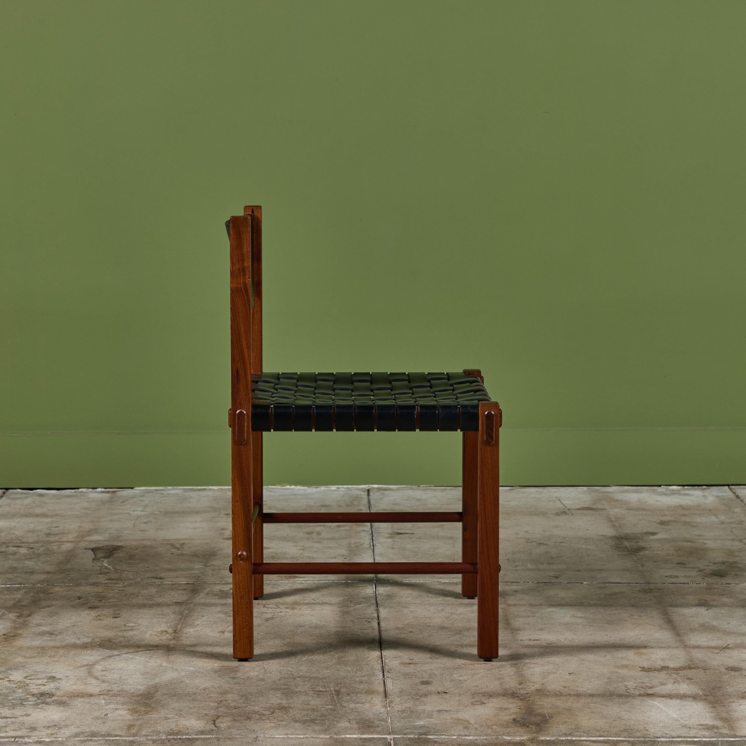 Mid-20th Century Set of Six Woven Leather Dining Chairs by Robert Baron for Glenn of California
