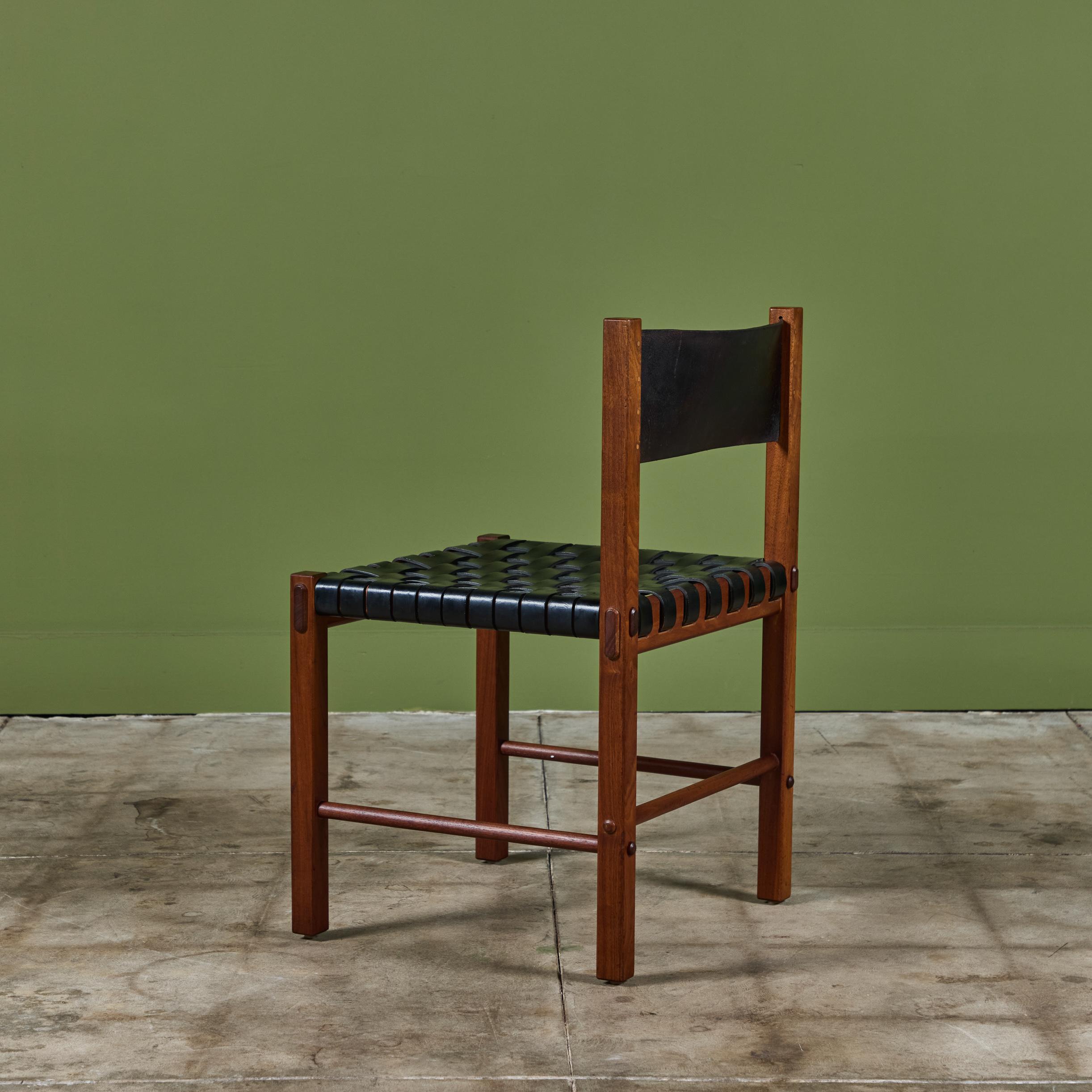 Set of Six Woven Leather Dining Chairs by Robert Baron for Glenn of California 2