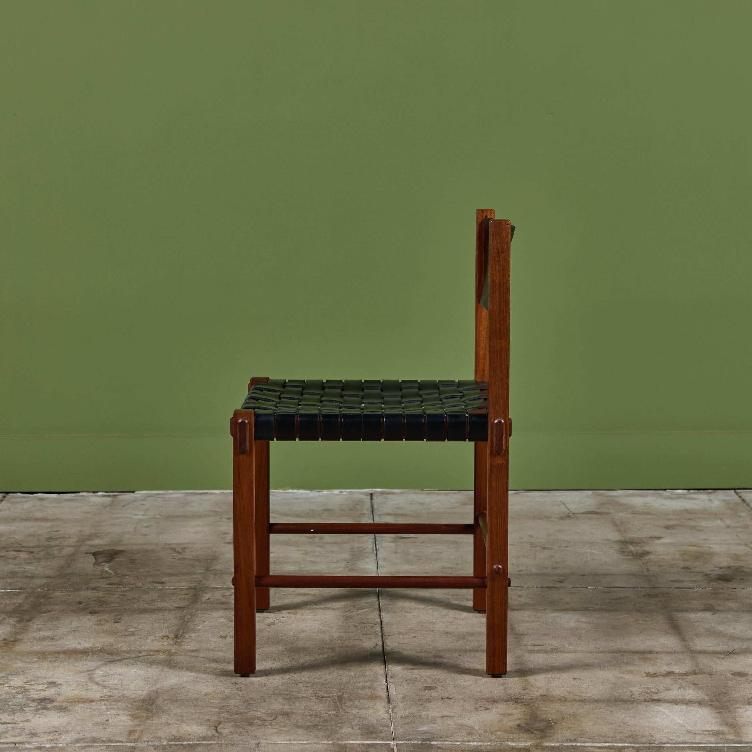 Set of Six Woven Leather Dining Chairs by Robert Baron for Glenn of California 3