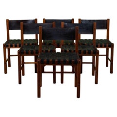 Set di sei sedie da pranzo in pelle intrecciata di Robert Baron per Glenn of California