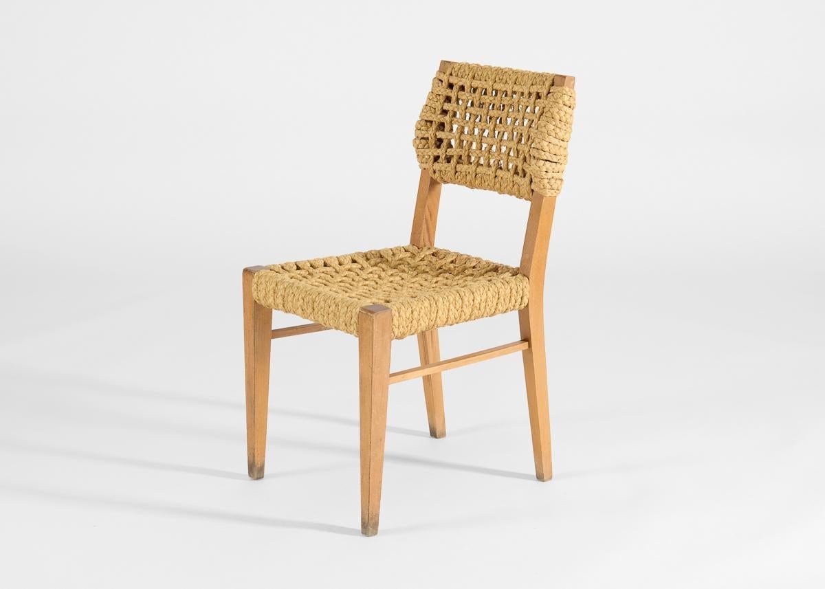 Francese Set di sei sedie in corda intrecciata della collezione di Thierry Despont in vendita