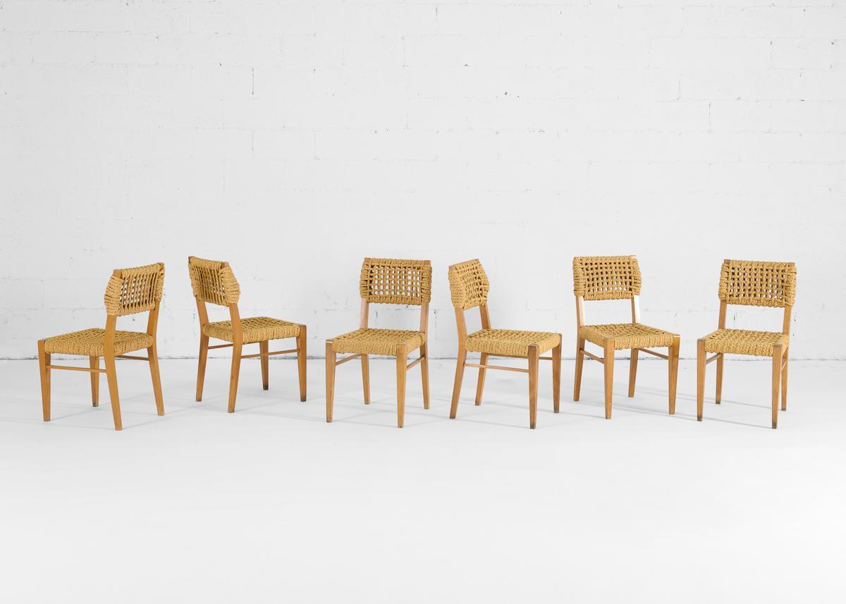 XX secolo Set di sei sedie in corda intrecciata della collezione di Thierry Despont in vendita