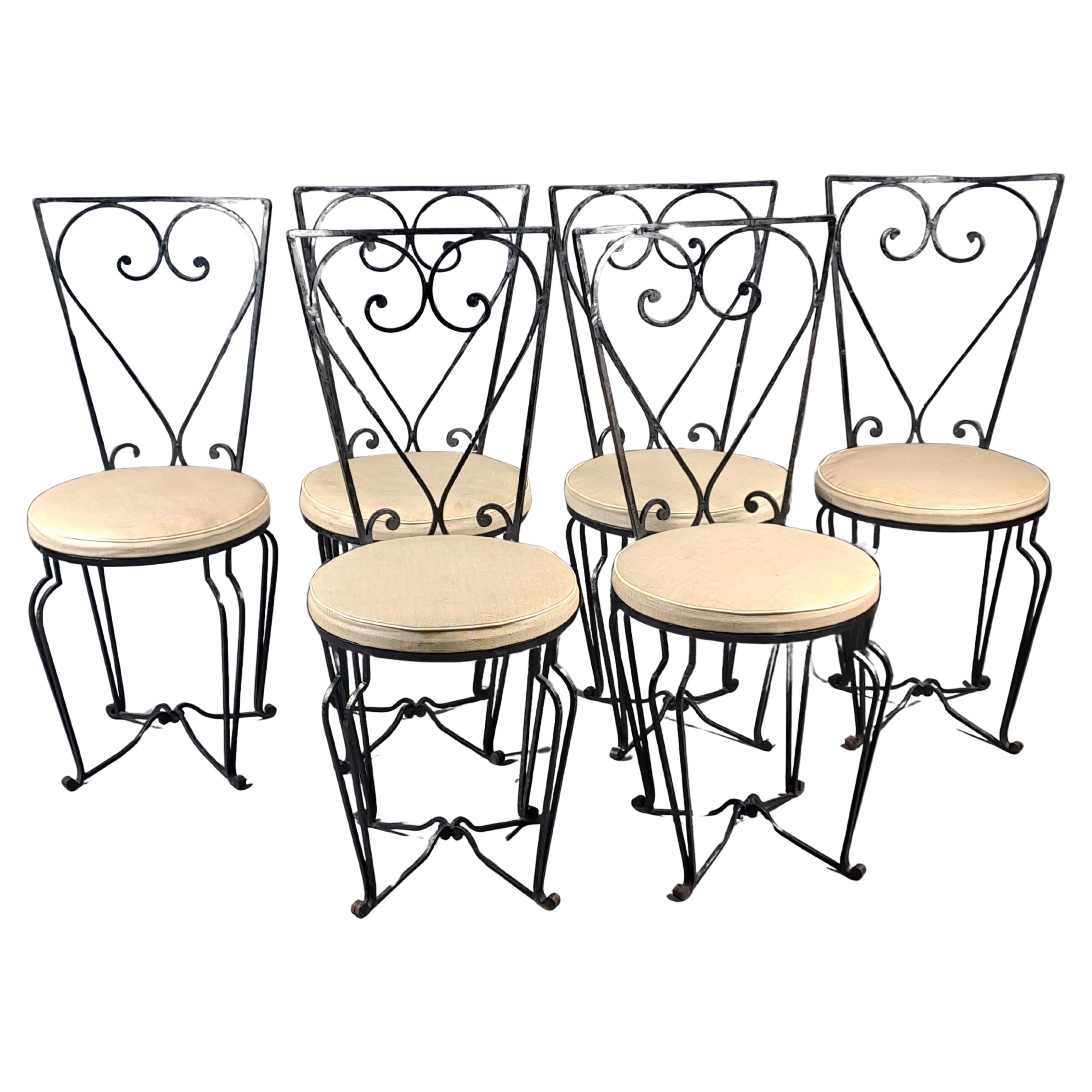Set Of Six Wrought Iron Chairs For Sale