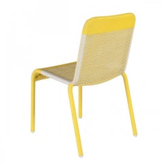 Set of Six Yellow Resin Stackable Chairs