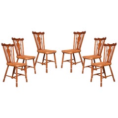 Set of Six Yew and Elm Framed Windsor Chairs