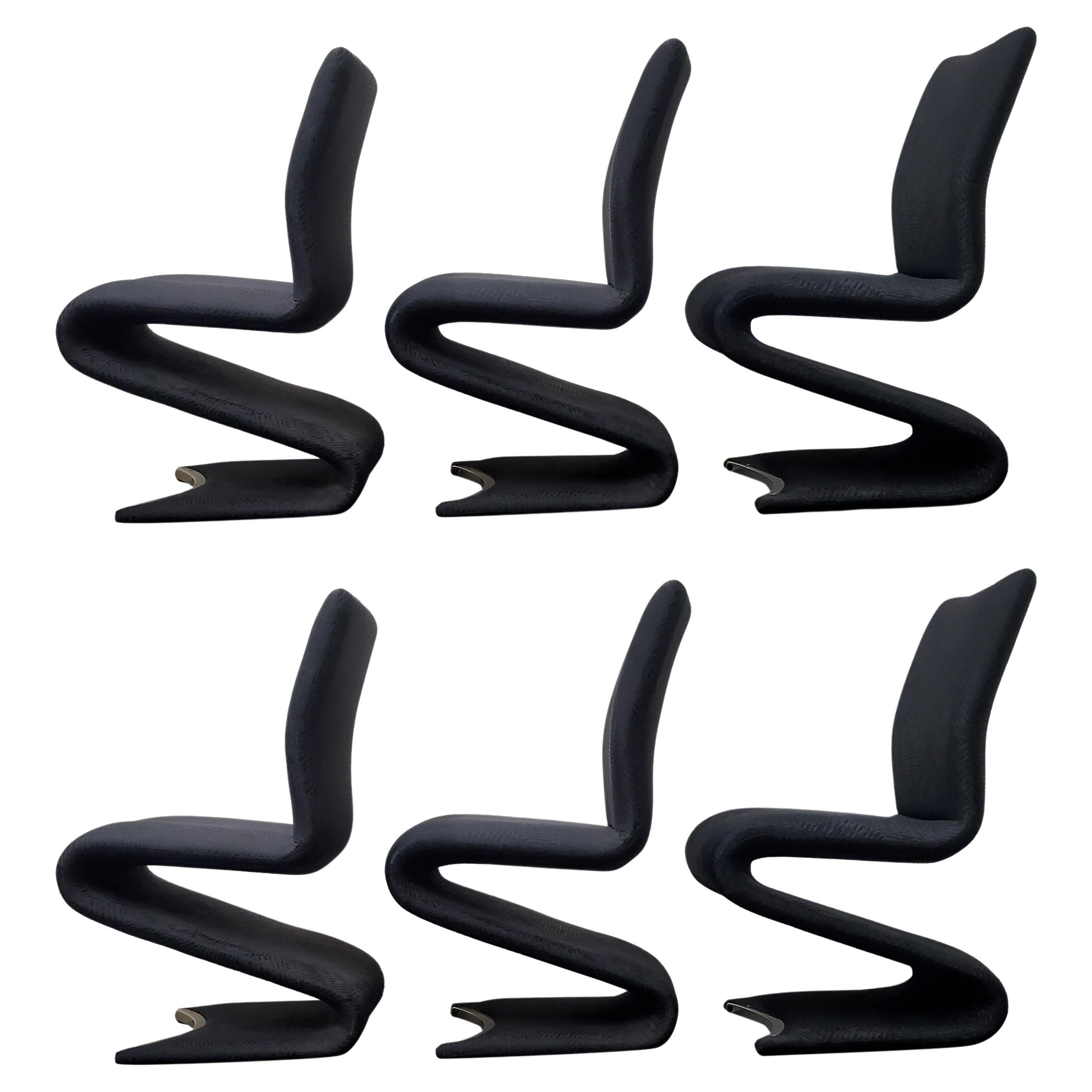 Set of Six 'Z' Sculptural Italian Dining Chairs