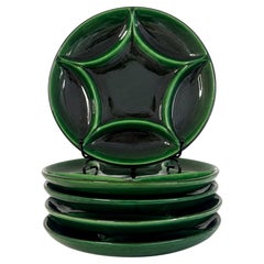 Ensemble de six assiettes à glaçure verte Zahner Keramik, Allemagne de l'Ouest, années 1960