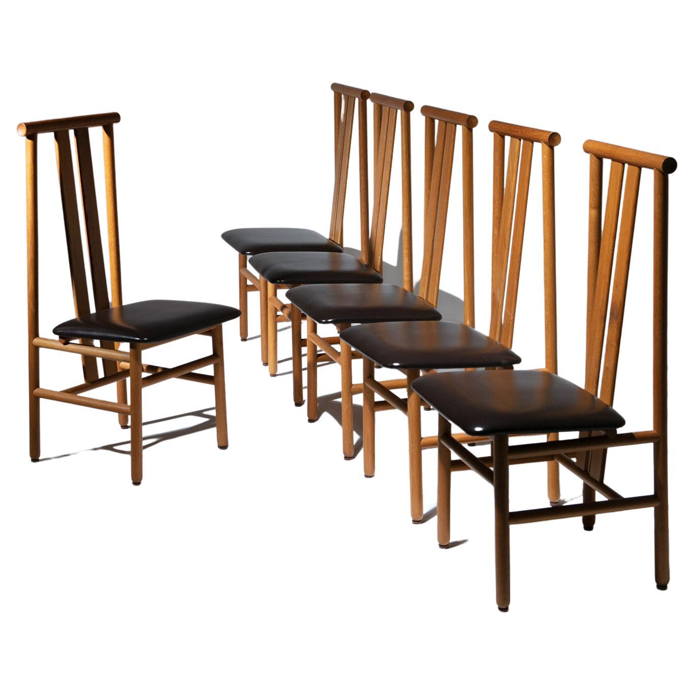 Set of Six "Zea" Dining Chairs by Annig Sarian for T70, Italy, 1980s For Sale