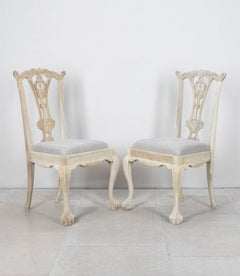 Set of Sixteen 20th Century Bleached Chippendale Style Dining Chairs
