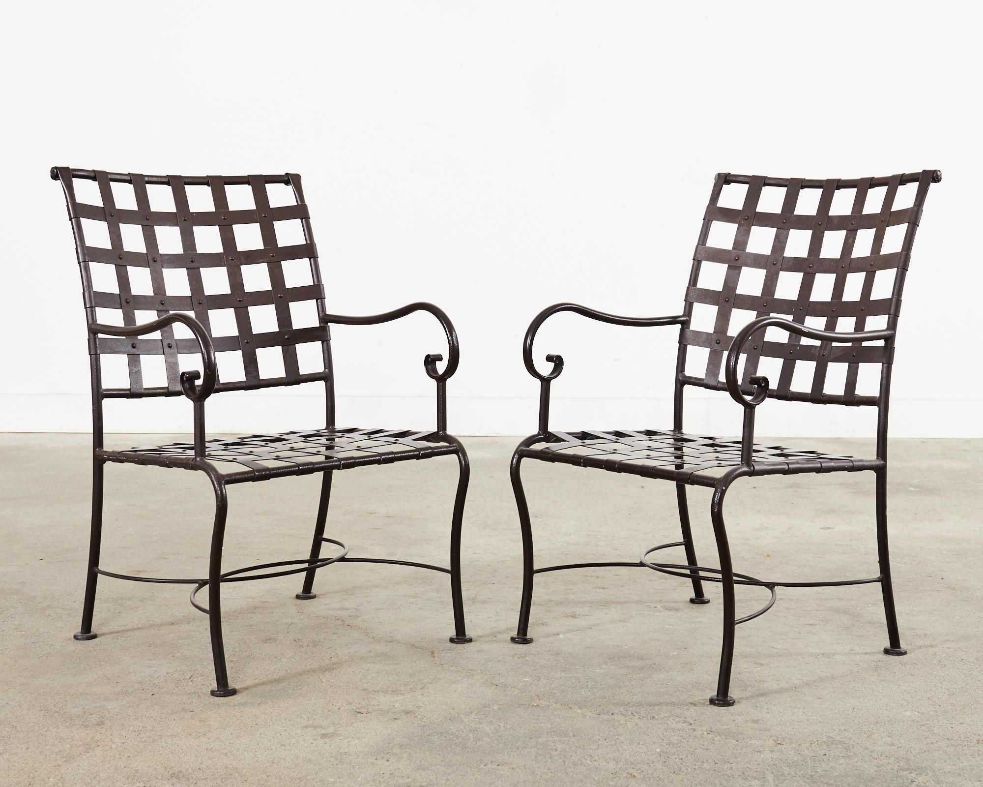 Steel Set of Sixteen Brown Jordan Florentine Style Garden Dining Chairs  For Sale