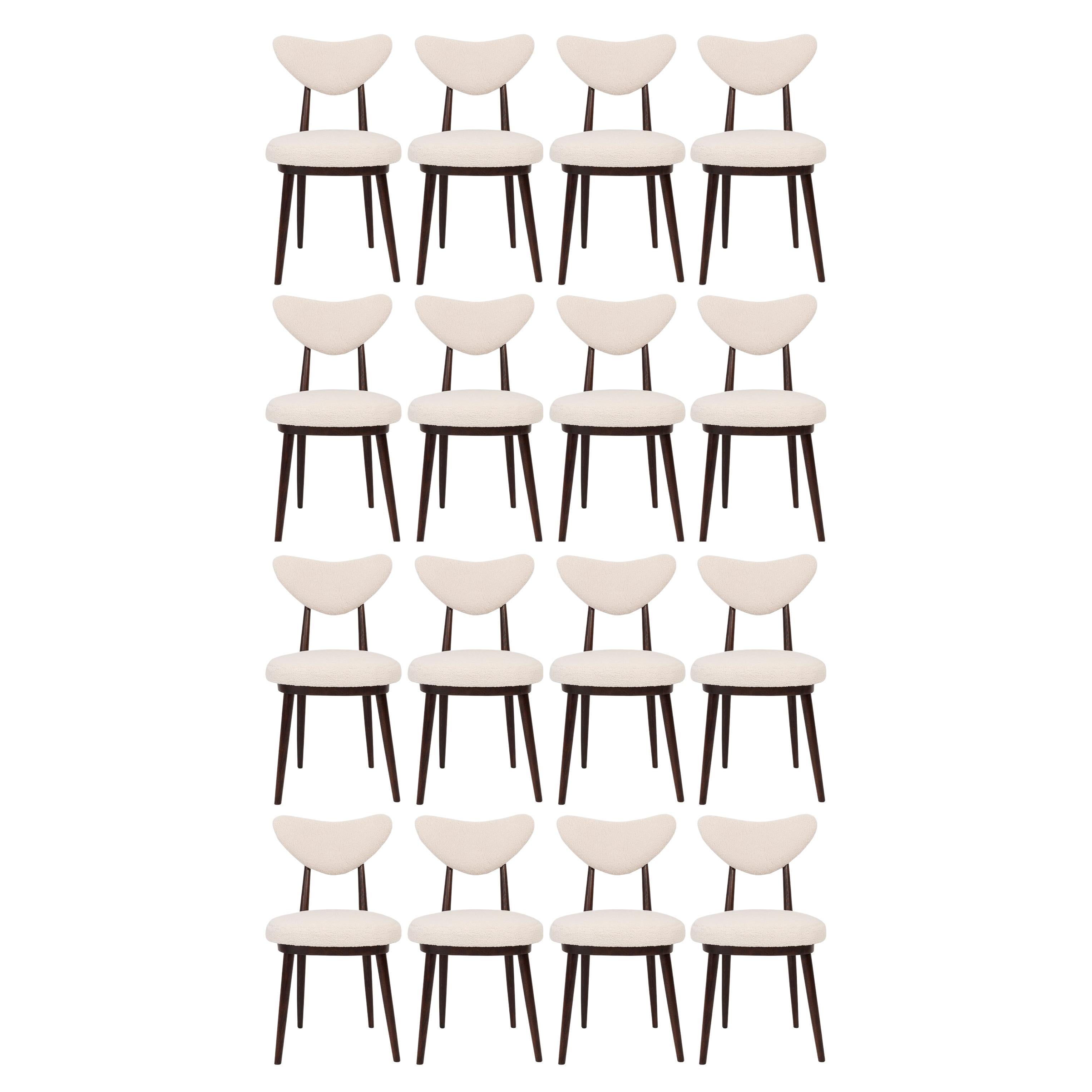 Set of Sixteen Light Boucle Heart Chairs, Europe, 1960s